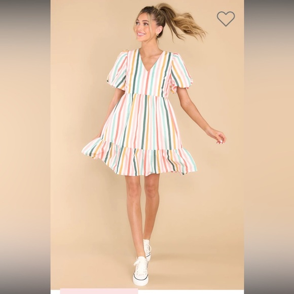 NEW Pastel Striped Mini Dress - Picture 1 of 6